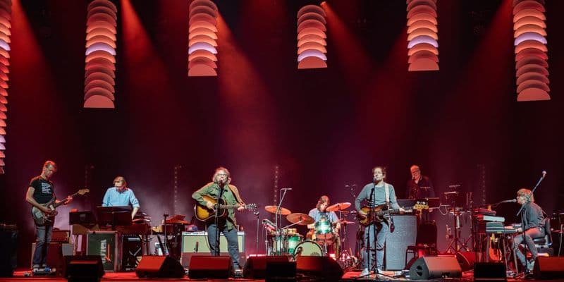 Wilco on stage with custom light forms